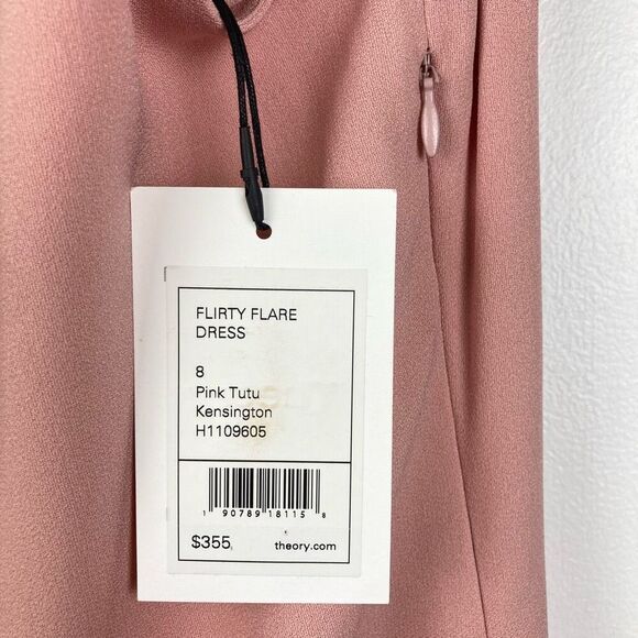 Theory Kensington Flirty Flare Satin Dress Pink Tutu Bubblegum Marshmallow sz 8 - Picture 4 of 8